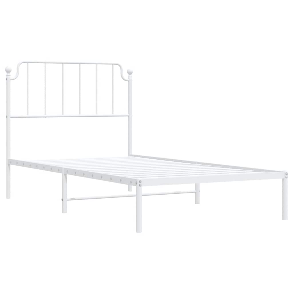 Metalni okvir za krevet s uzglavljem bijeli 100x200 cm
