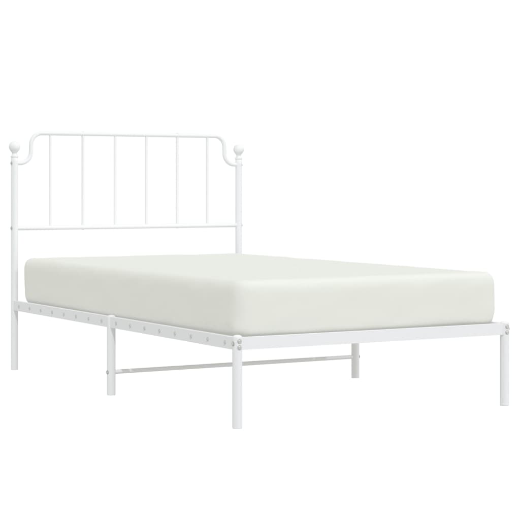 Metalni okvir za krevet s uzglavljem bijeli 107x203 cm