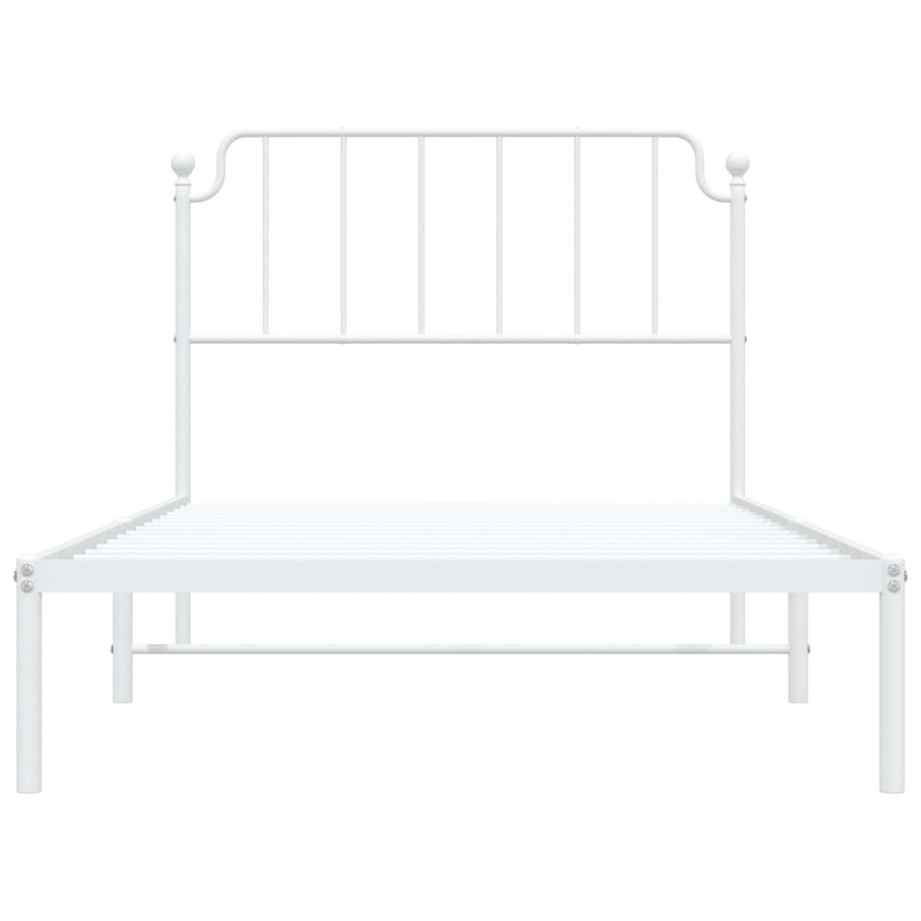 Metalni okvir za krevet s uzglavljem bijeli 107x203 cm