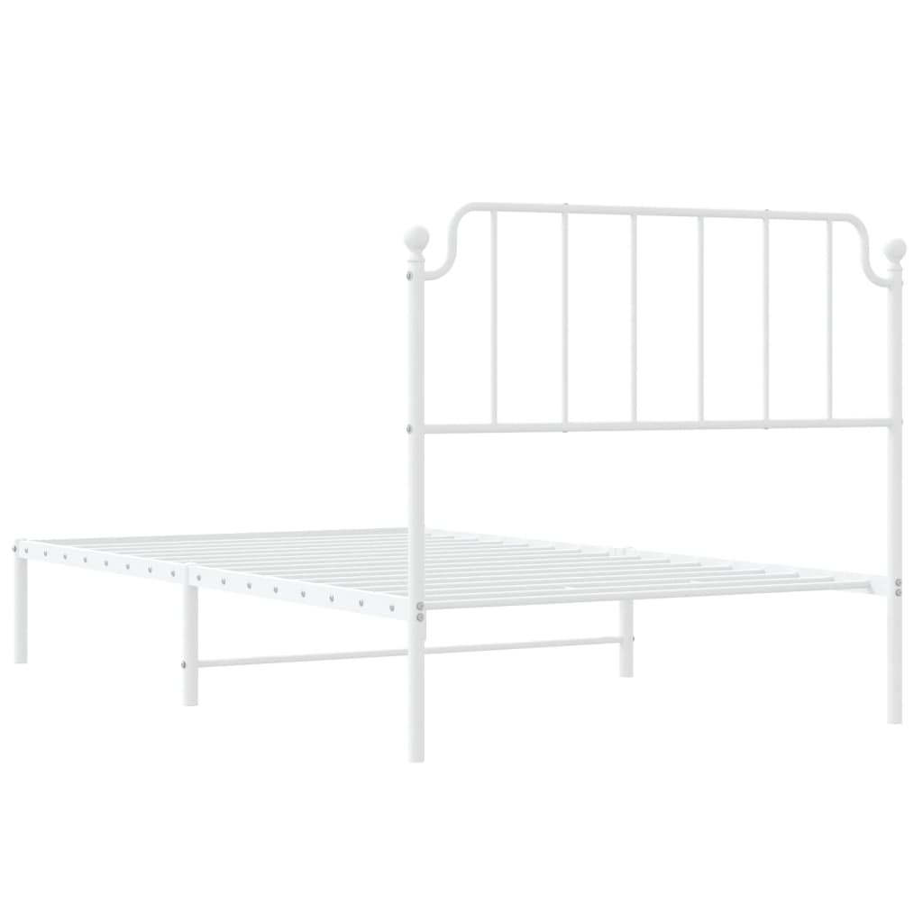 Metalni okvir za krevet s uzglavljem bijeli 107x203 cm