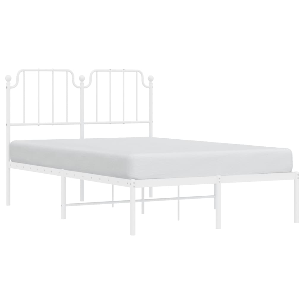 Metalni okvir za krevet s uzglavljem bijeli 120 x 190 cm