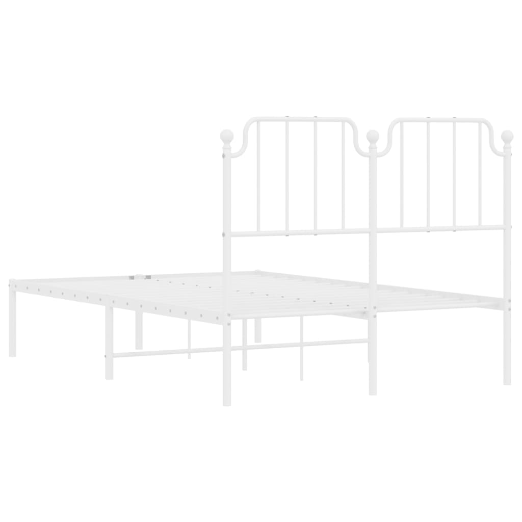 Metalni okvir za krevet s uzglavljem bijeli 120 x 190 cm