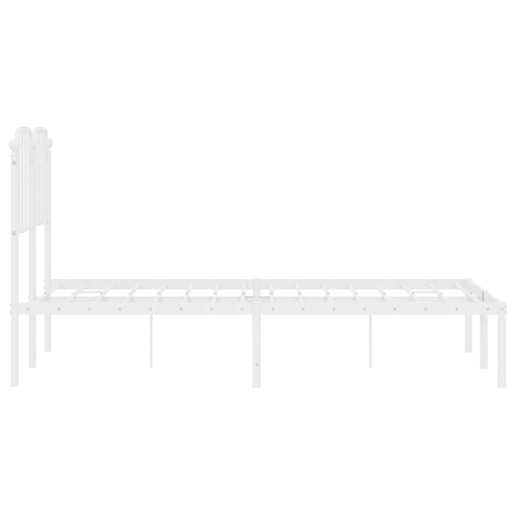 Metalni okvir za krevet s uzglavljem bijeli 120x200 cm