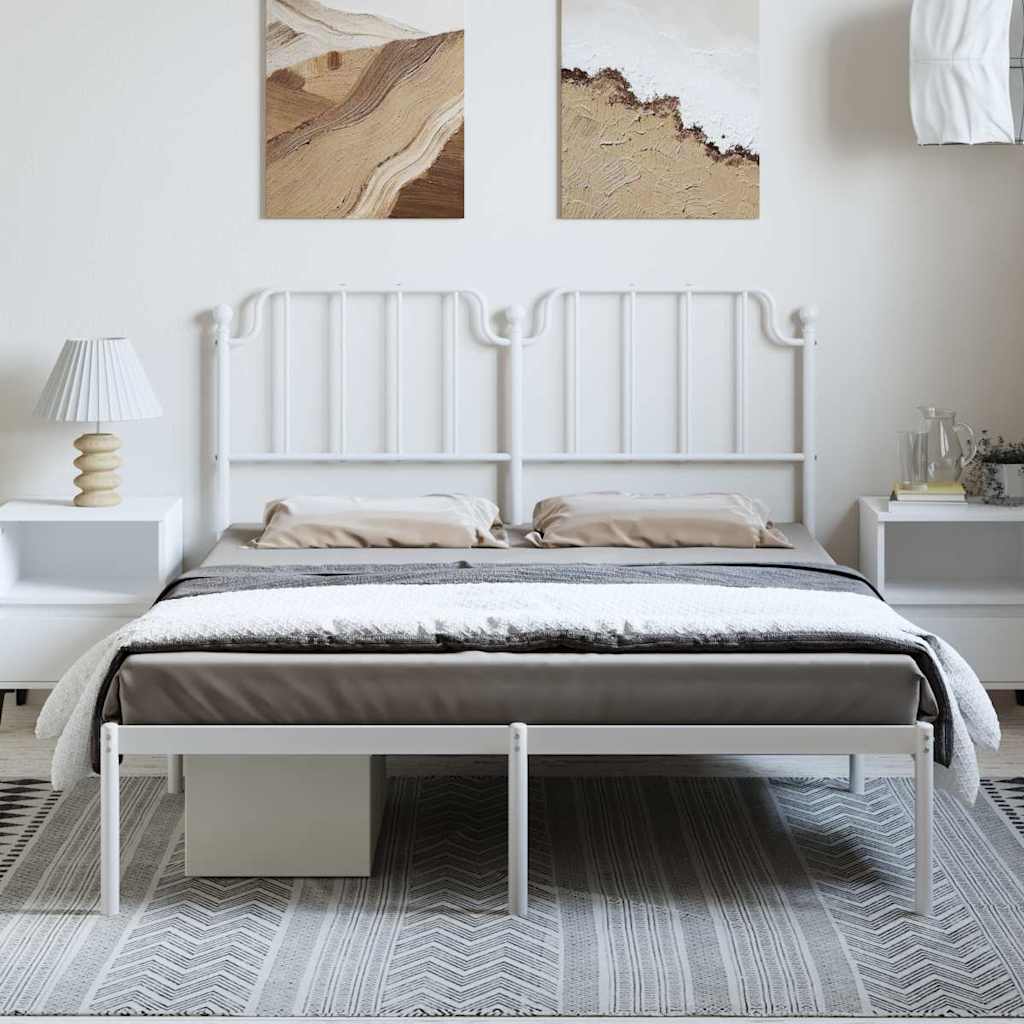 Metalni okvir za krevet s uzglavljem bijeli 135x190 cm