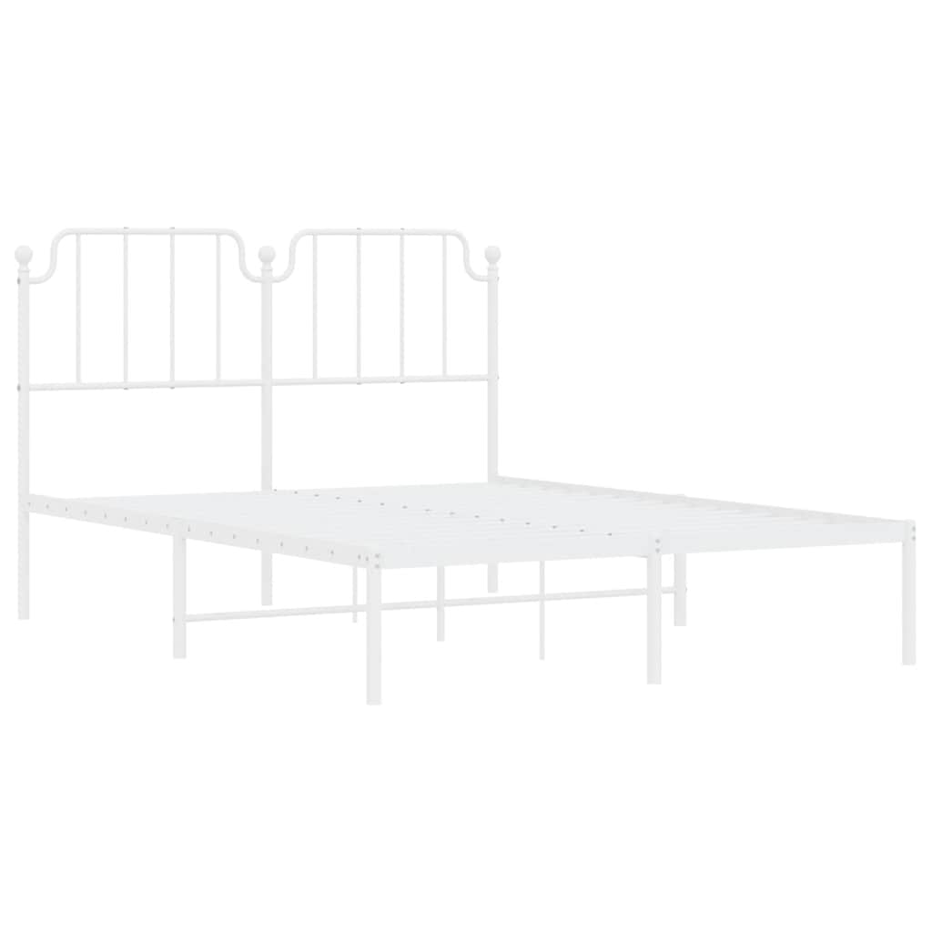 Metalni okvir za krevet s uzglavljem bijeli 135x190 cm