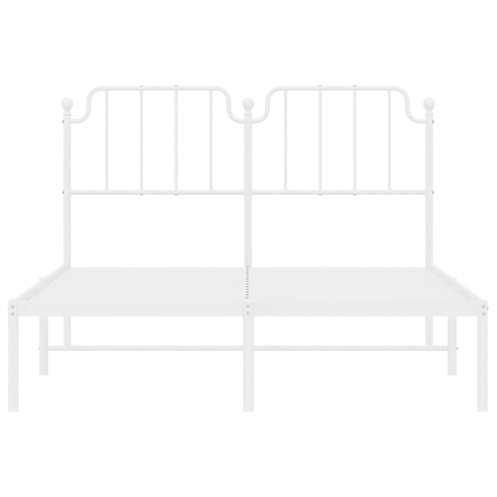 Metalni okvir za krevet s uzglavljem bijeli 135x190 cm