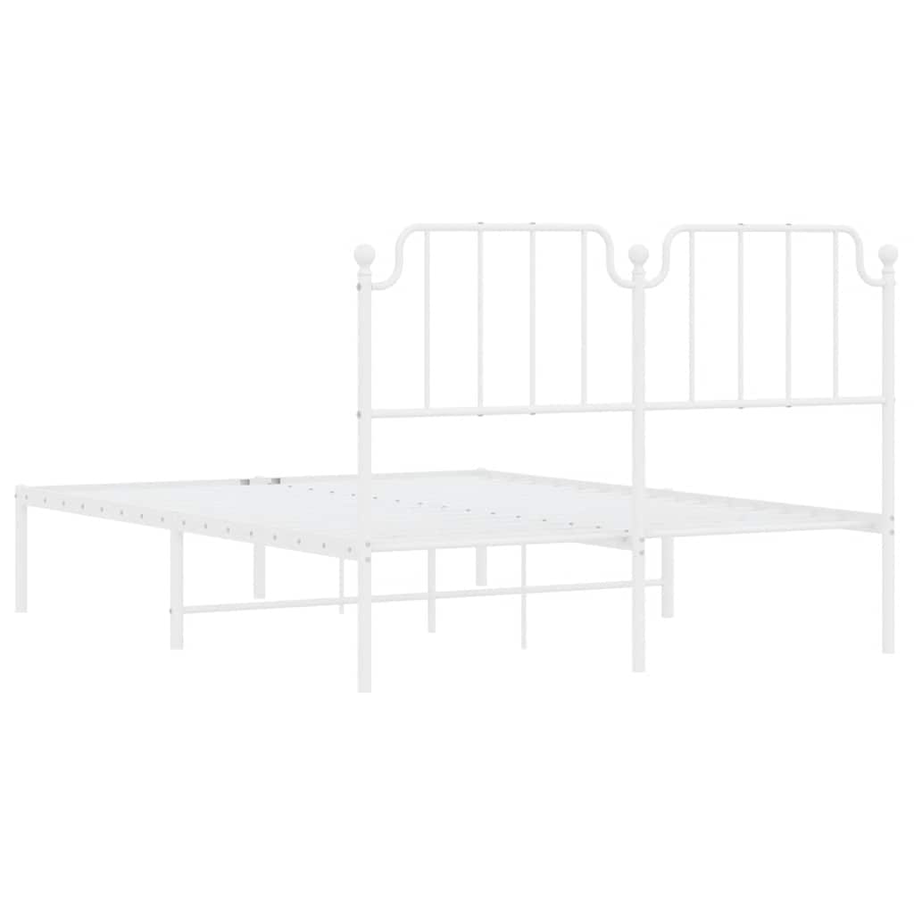 Metalni okvir za krevet s uzglavljem bijeli 135x190 cm