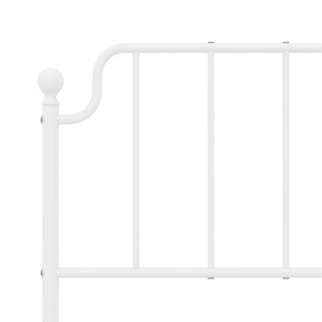 Metalni okvir za krevet s uzglavljem bijeli 135x190 cm