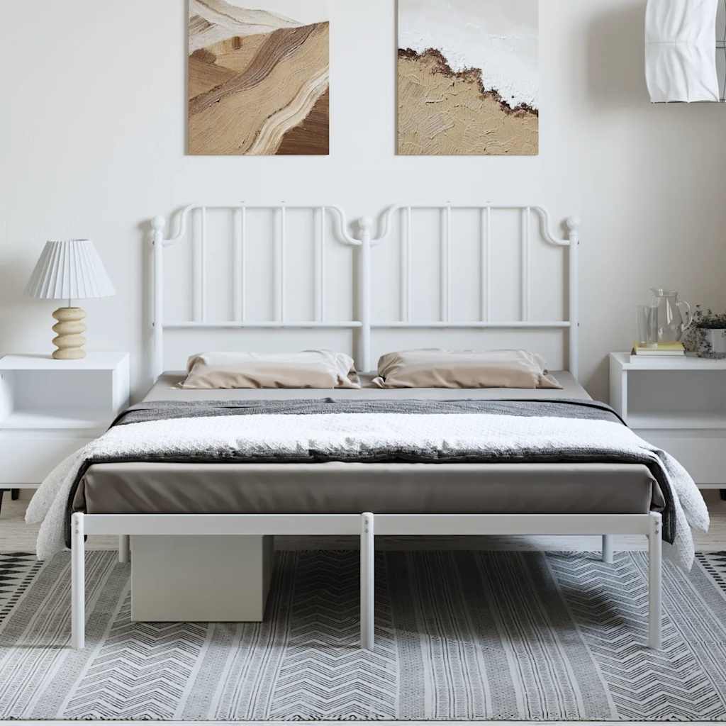 Metalni okvir za krevet s uzglavljem bijeli 150x200 cm