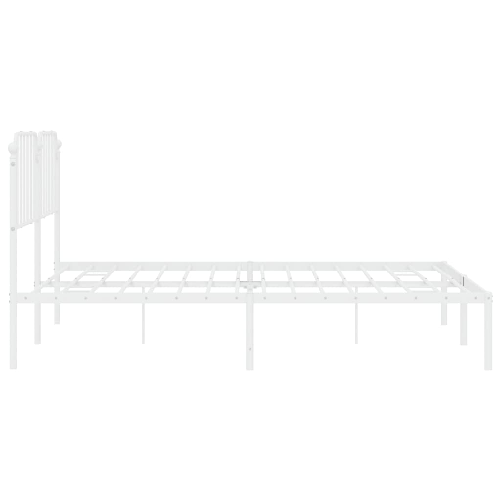 Metalni okvir za krevet s uzglavljem bijeli 160x200 cm