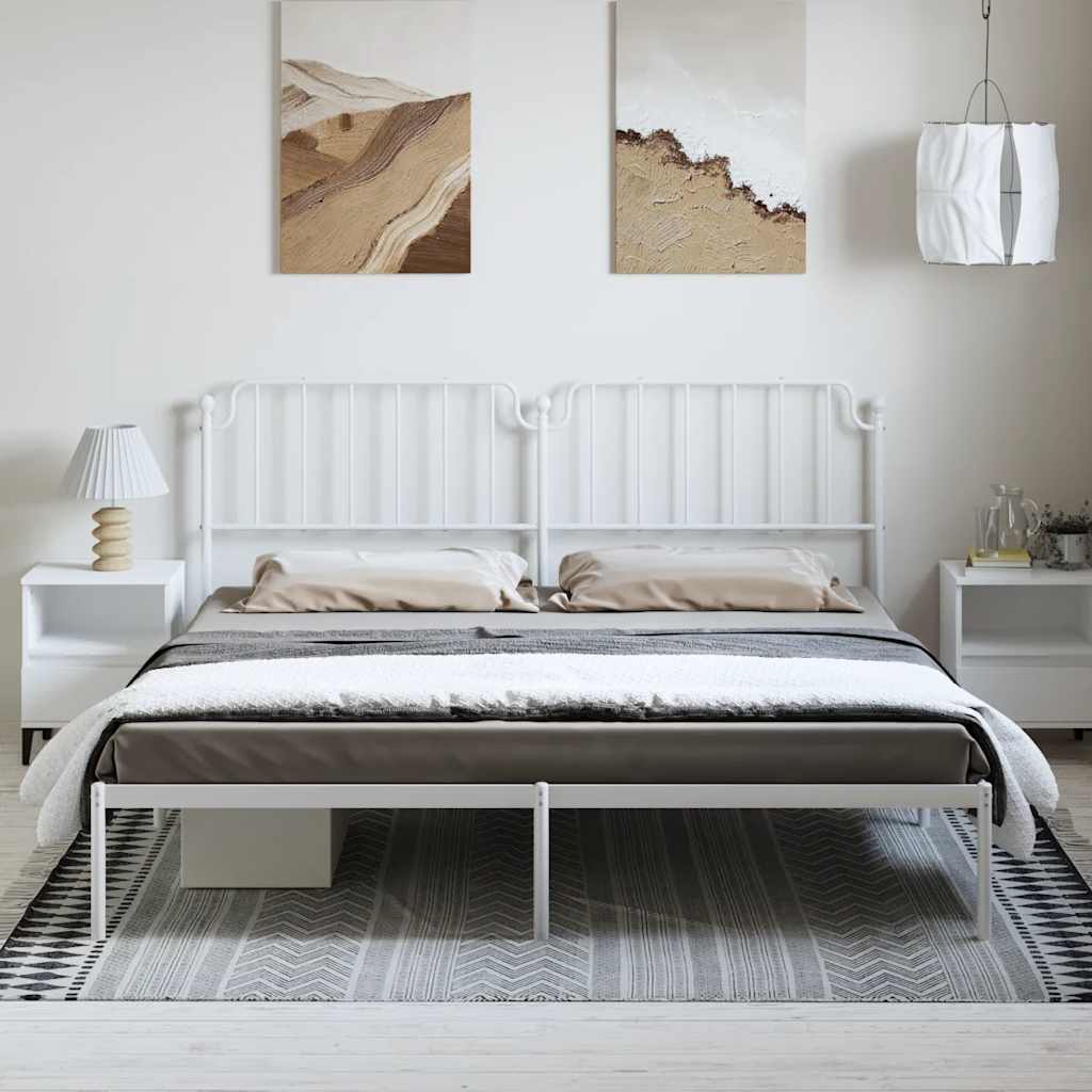 Metalni okvir za krevet s uzglavljem bijeli 183x213 cm