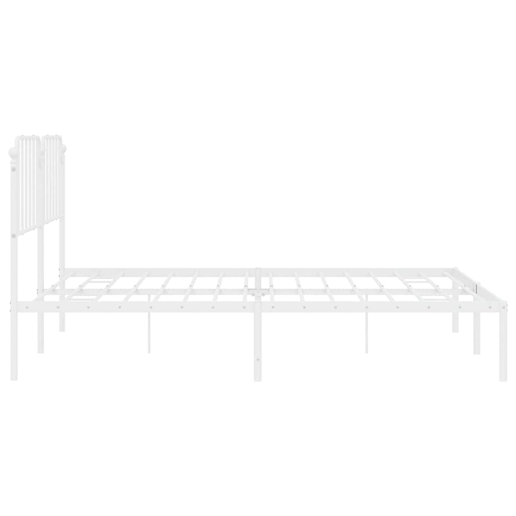 Metalni okvir za krevet s uzglavljem bijeli 193x203 cm
