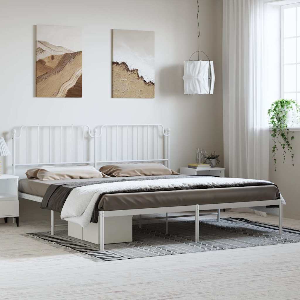 Metalni okvir za krevet s uzglavljem bijeli 193x203 cm