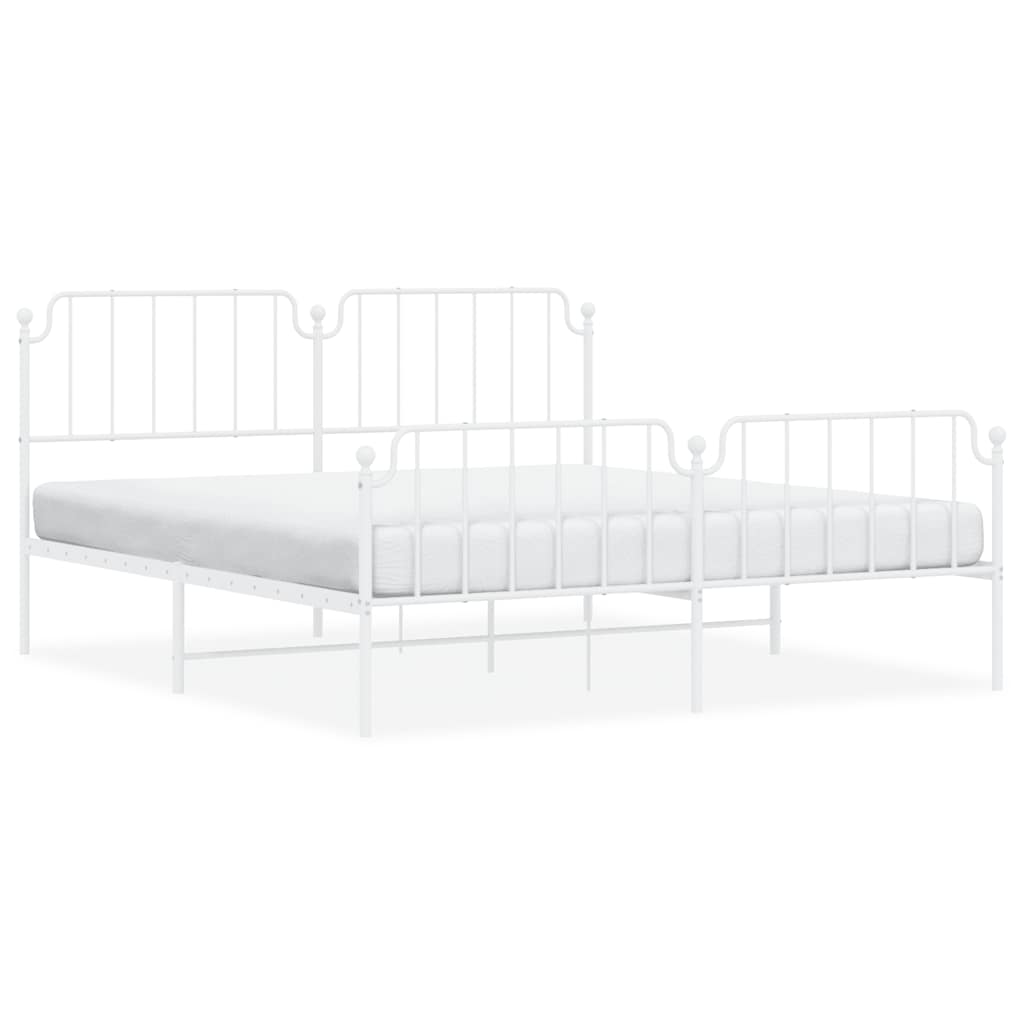 Metalni okvir kreveta uzglavlje i podnožje bijeli 183x213 cm