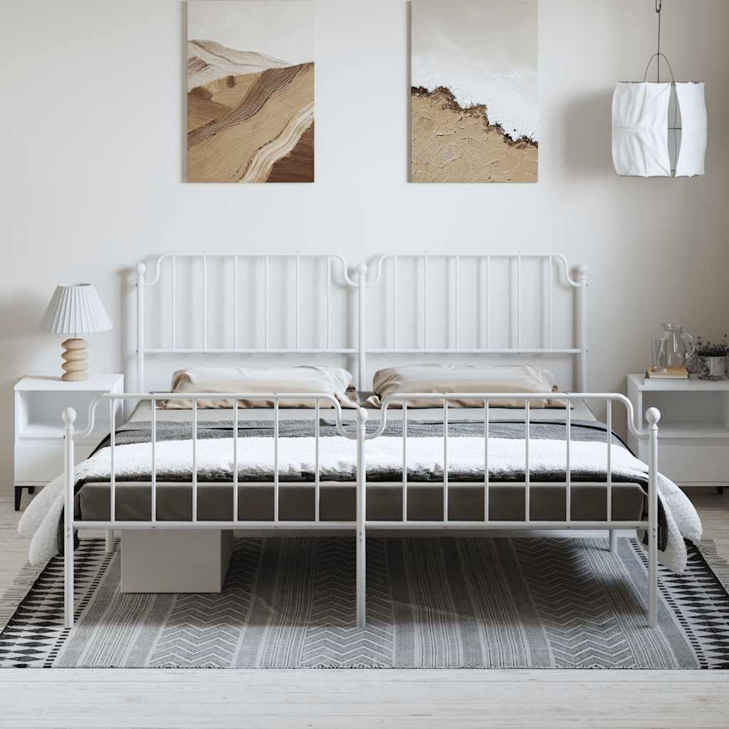 Metalni okvir kreveta uzglavlje i podnožje bijeli 183x213 cm