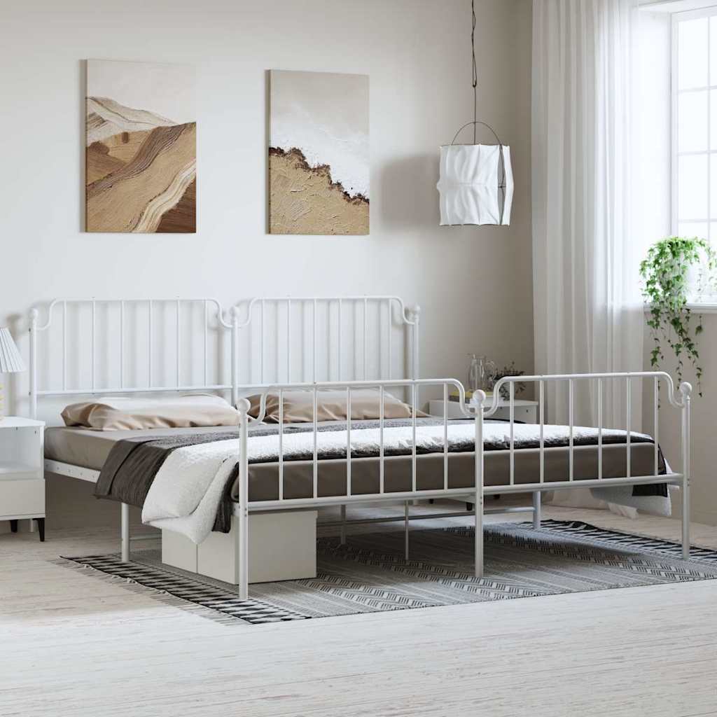 Metalni okvir kreveta uzglavlje i podnožje bijeli 183x213 cm