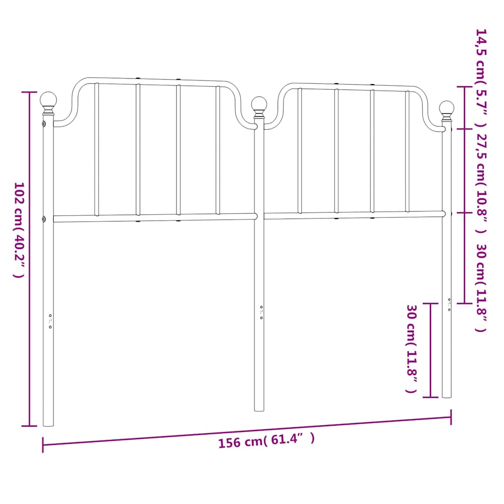 Metalno zamjensko uzglavlje bijelo 150 cm