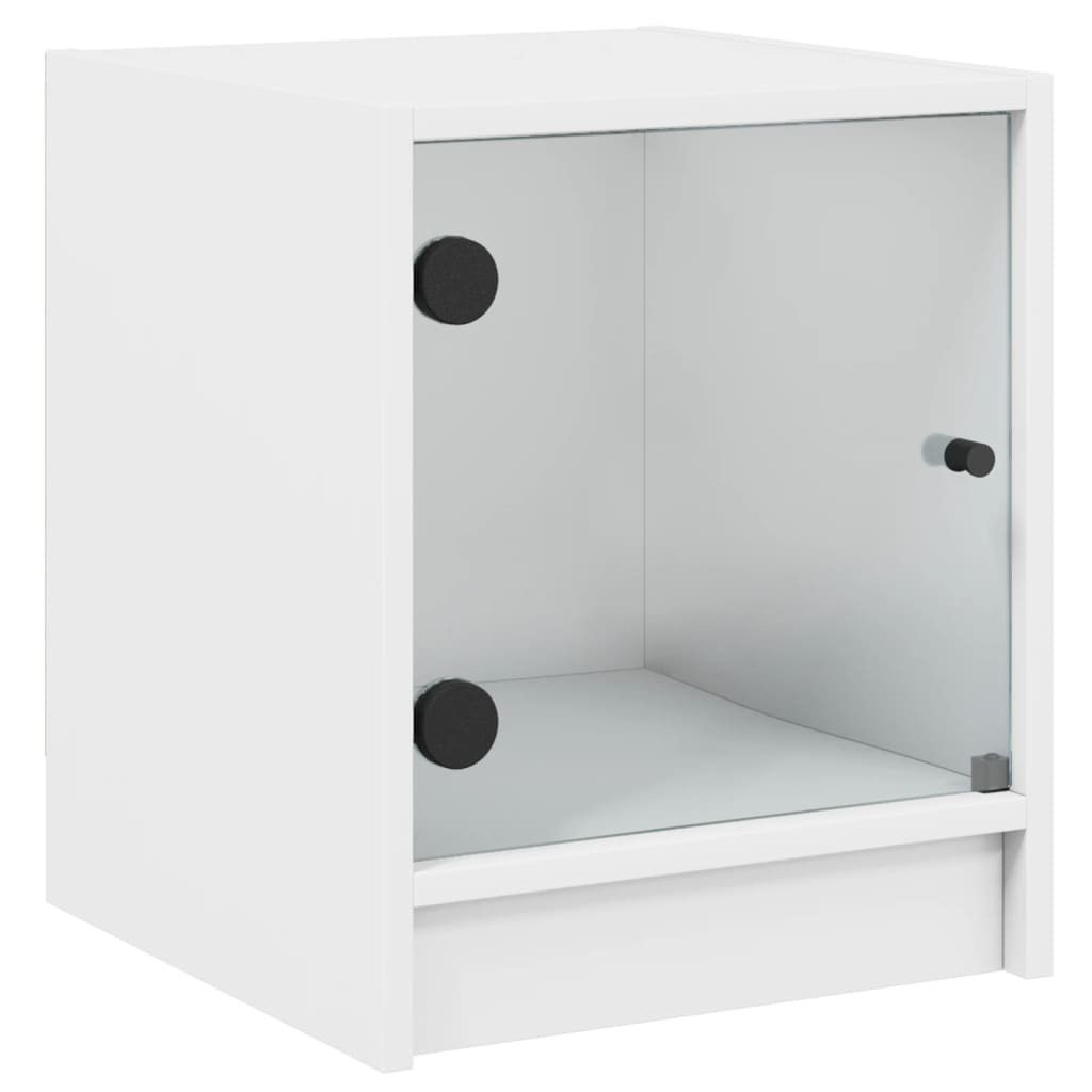 Noćni ormarići sa staklenim vratima 2 kom bijeli 35x37x42 cm