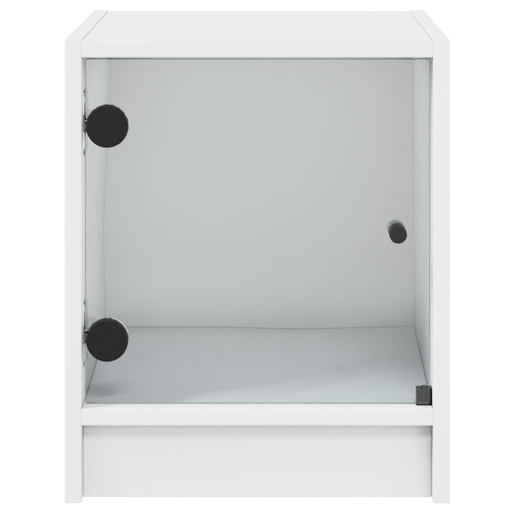 Noćni ormarići sa staklenim vratima 2 kom bijeli 35x37x42 cm