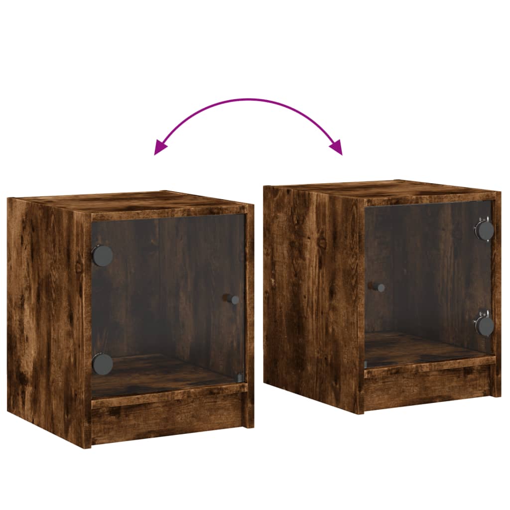 Noćni ormarić sa staklenim vratima boja hrasta 35 x 37 x 42 cm