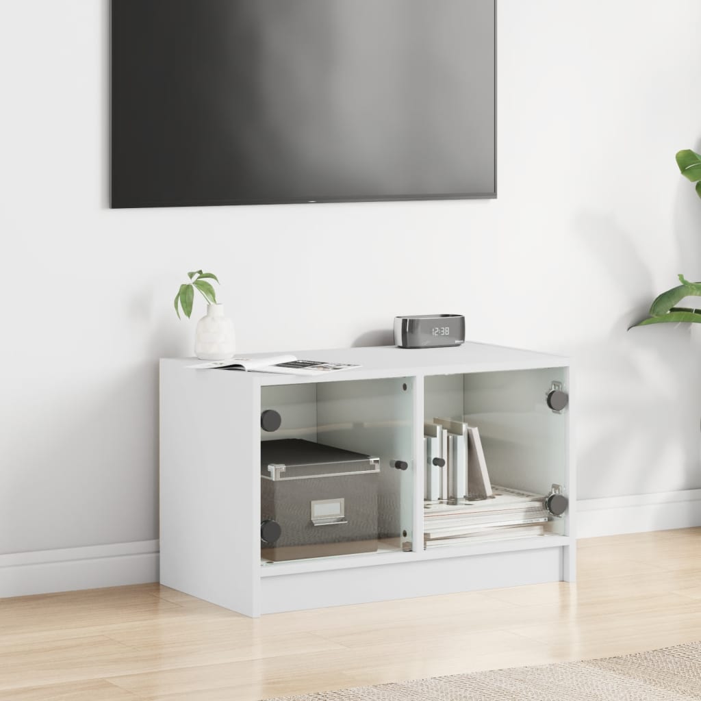 TV ormarić sa staklenim vratima bijeli 68x37x42 cm