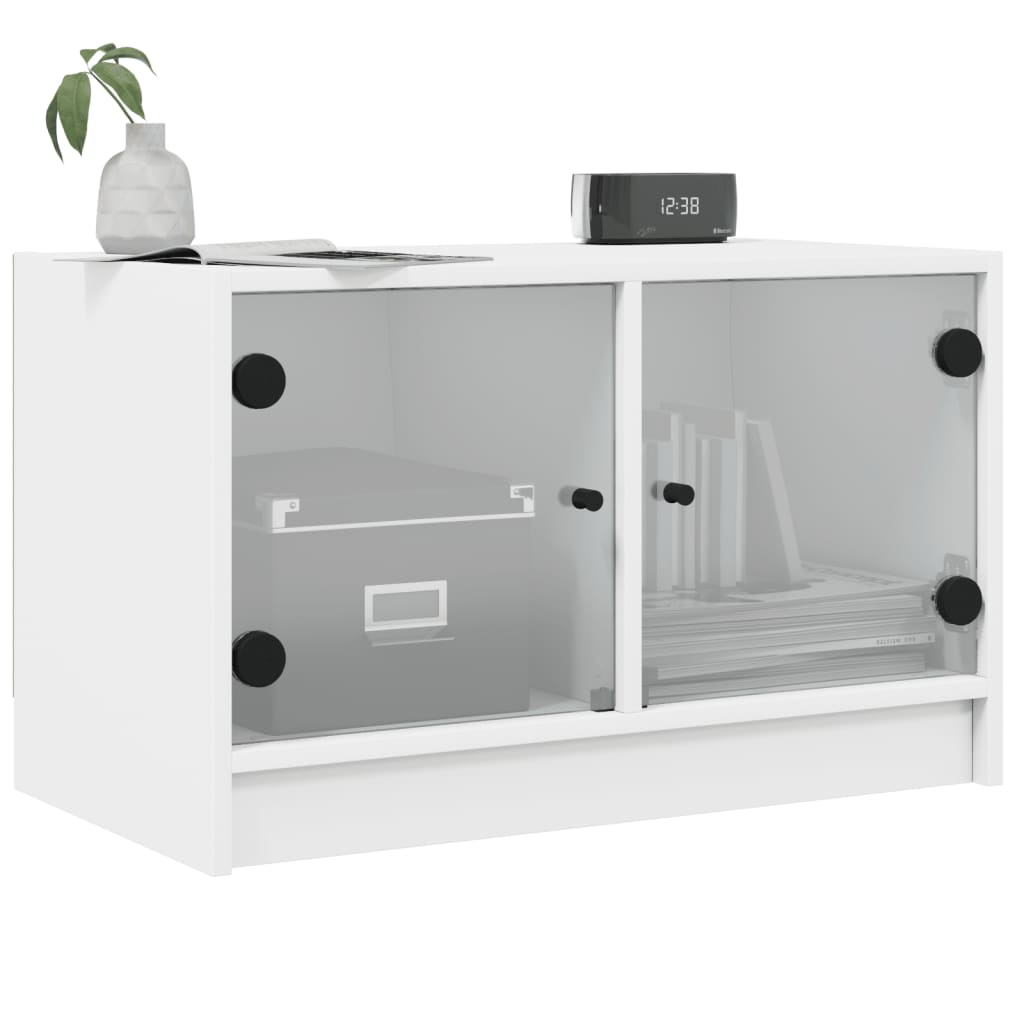 TV ormarić sa staklenim vratima bijeli 68x37x42 cm
