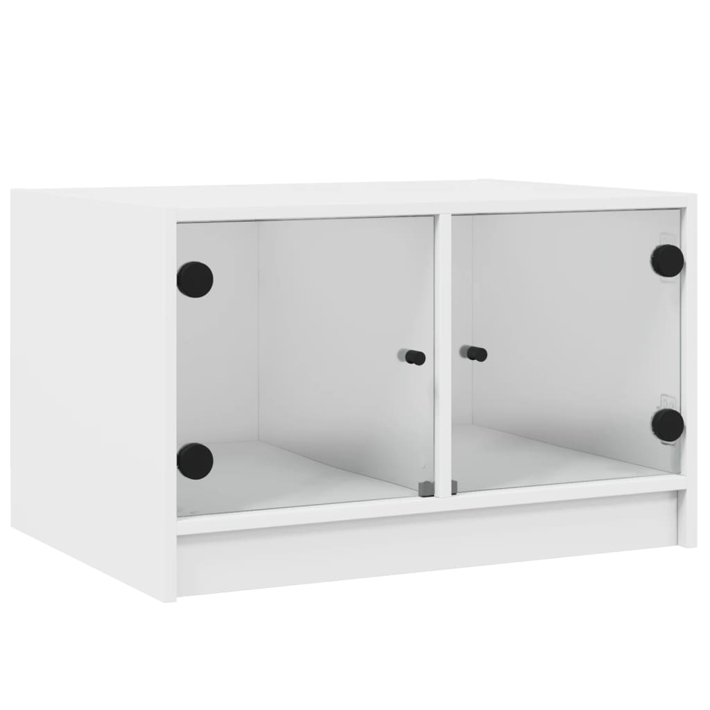 Stolić za kavu sa staklenim vratima bijeli 68x50x42 cm