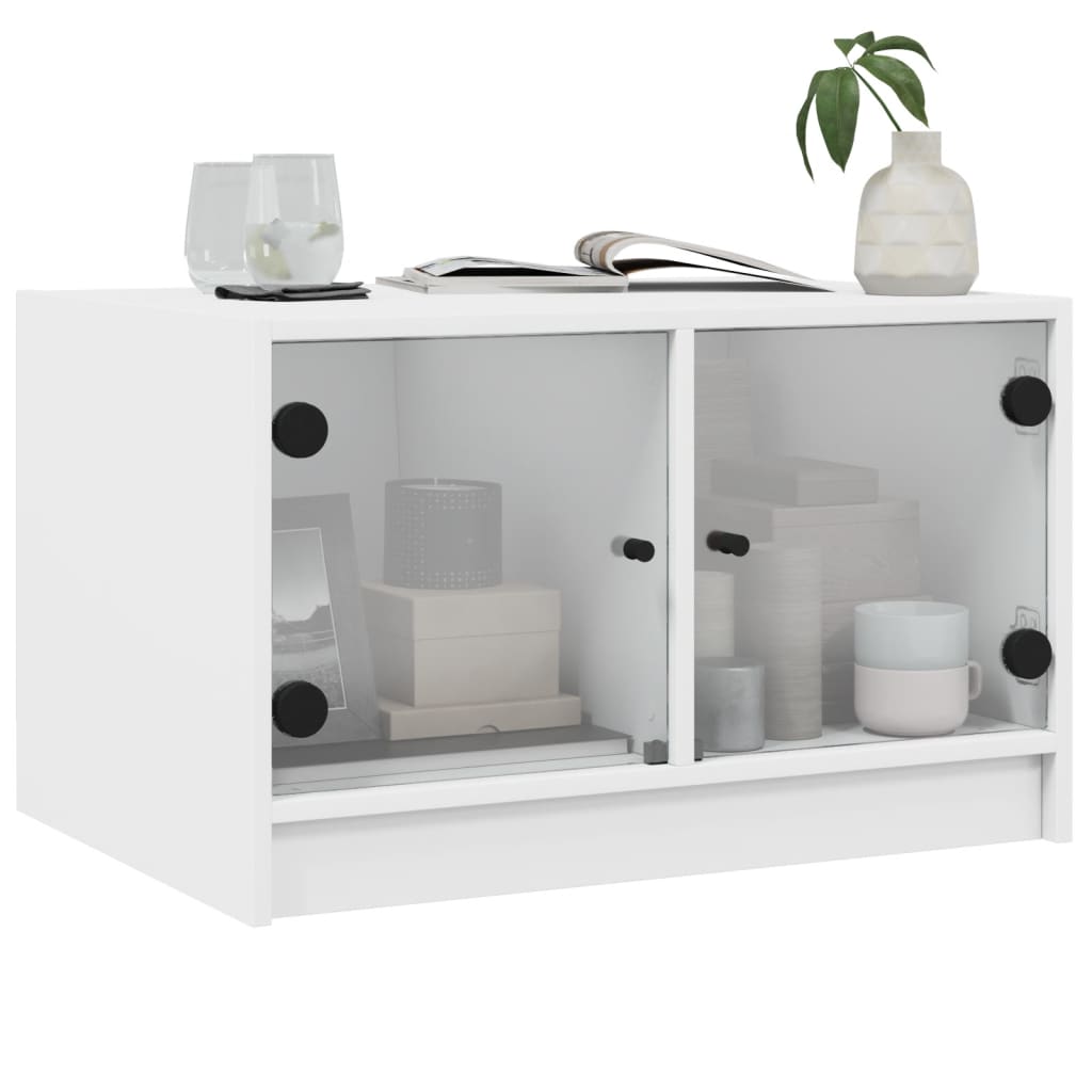 Stolić za kavu sa staklenim vratima bijeli 68x50x42 cm