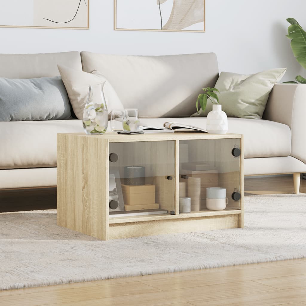 Stolić za kavu sa staklenim vratima boja hrasta 68x50x42 cm