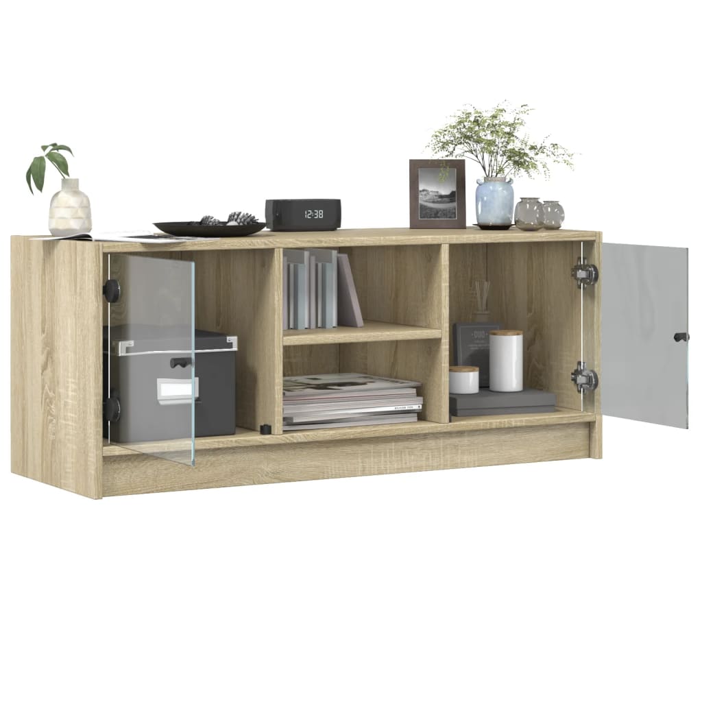 TV ormarić sa staklenim vratima boja hrasta sonome 102x37x42 cm