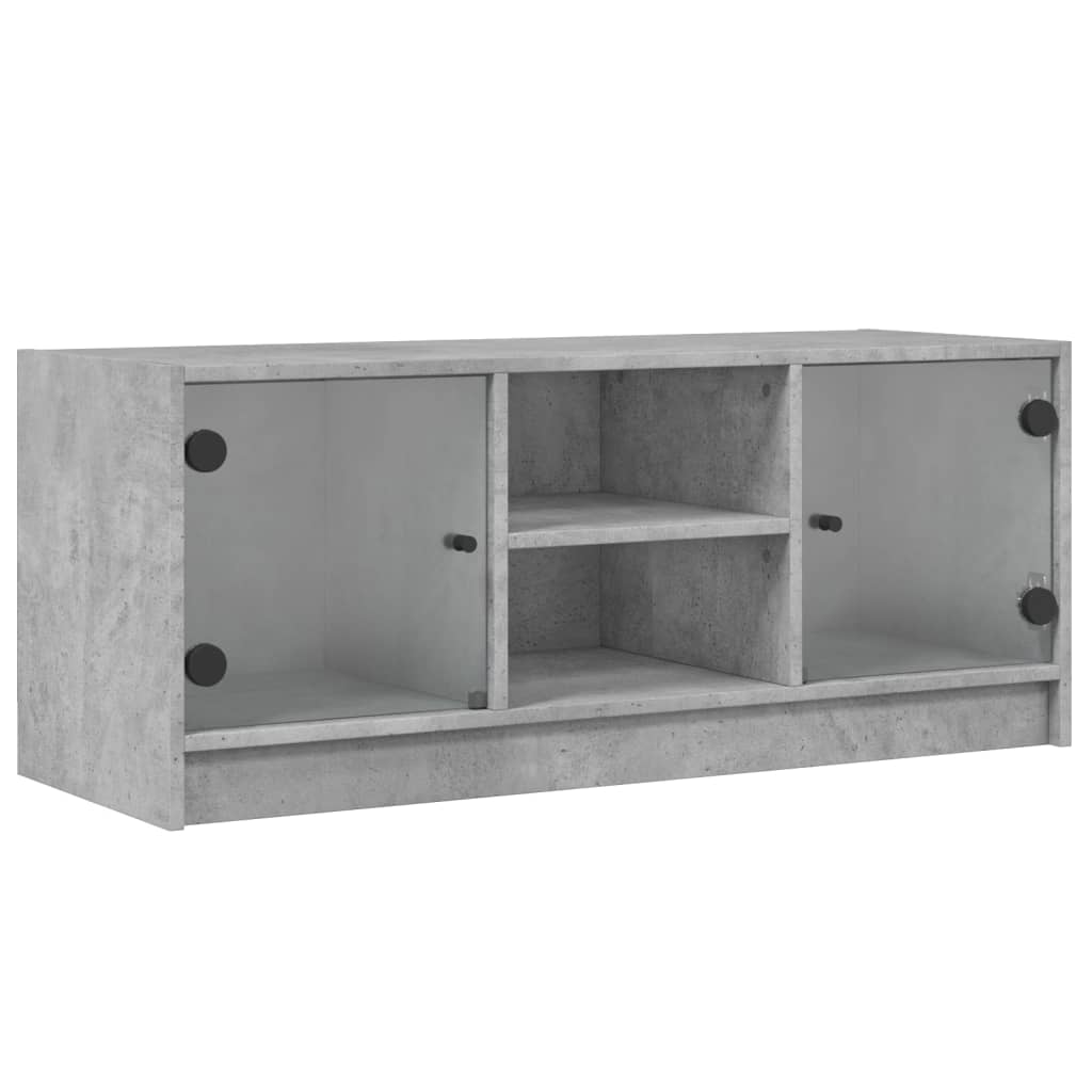 TV ormarić sa staklenim vratima boja betona 102x37x42 cm