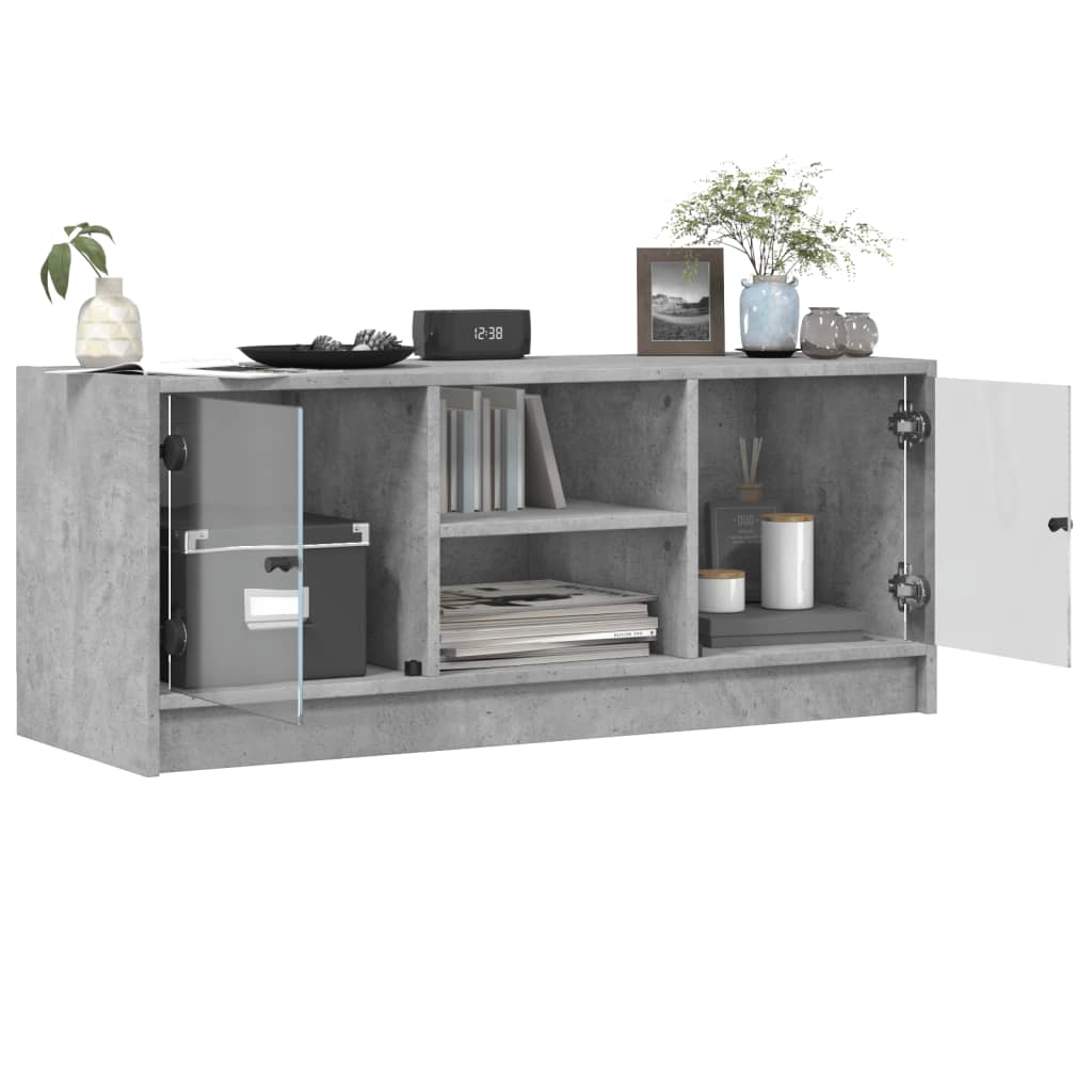 TV ormarić sa staklenim vratima boja betona 102x37x42 cm