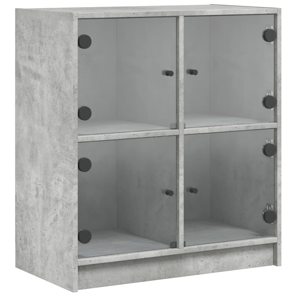 Bočni ormarić sa staklenim vratima boja betona 68x37x75,5 cm