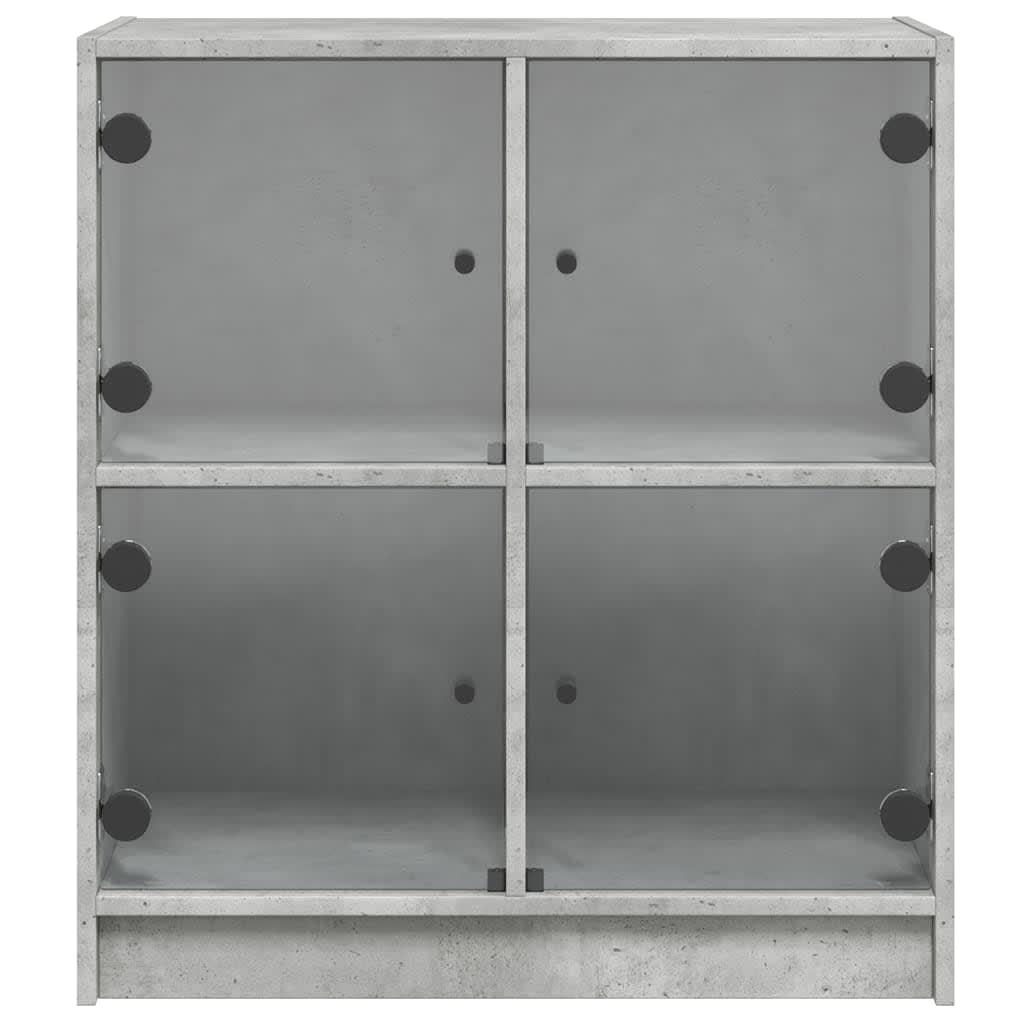 Bočni ormarić sa staklenim vratima boja betona 68x37x75,5 cm