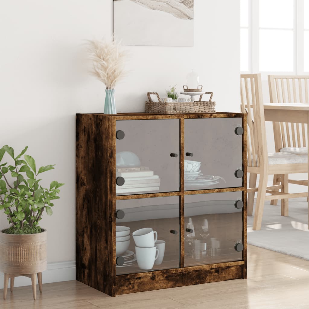 Bočni ormarić sa staklenim vratima boja hrasta 68x37x75,5 cm