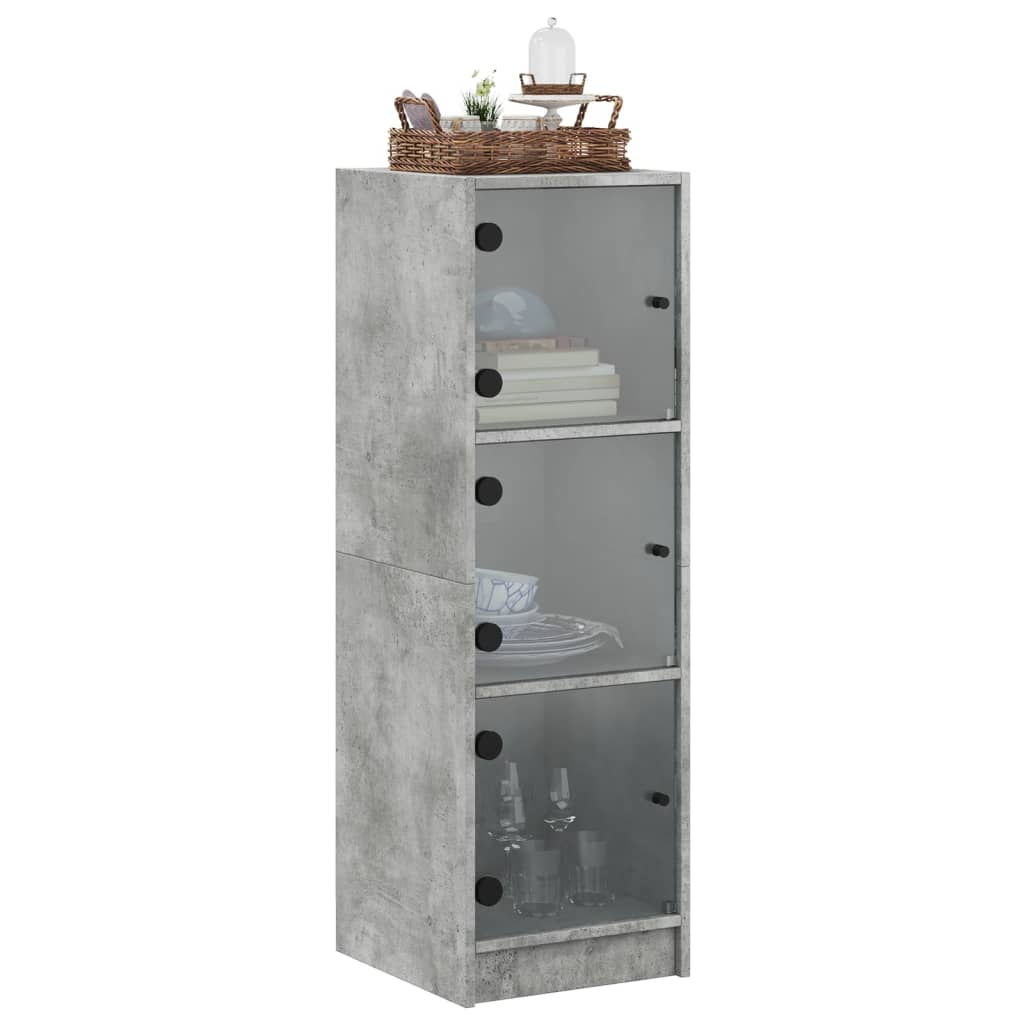 Visoka komoda sa staklenim vratima boja betona 35 x 37 x 109 cm