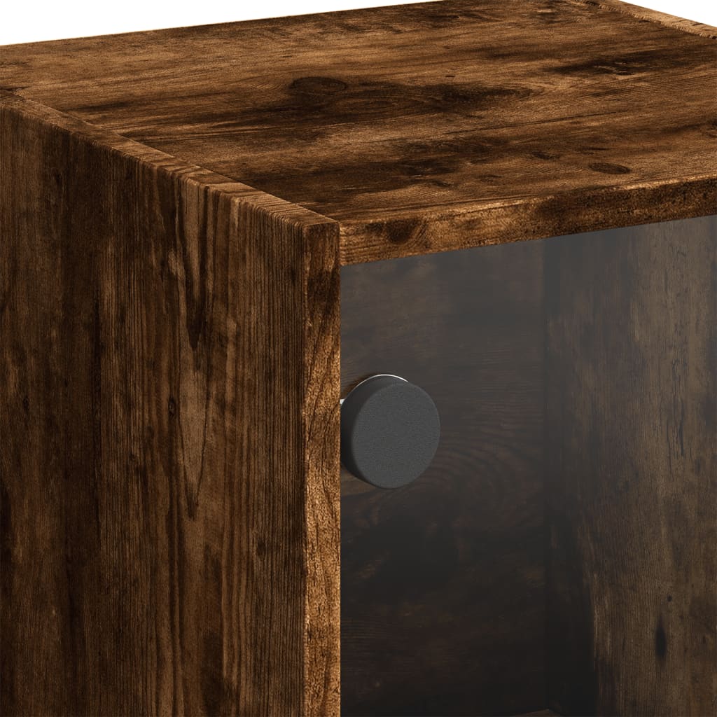Visoka komoda sa staklenim vratima boja hrasta 35 x 37 x 109 cm