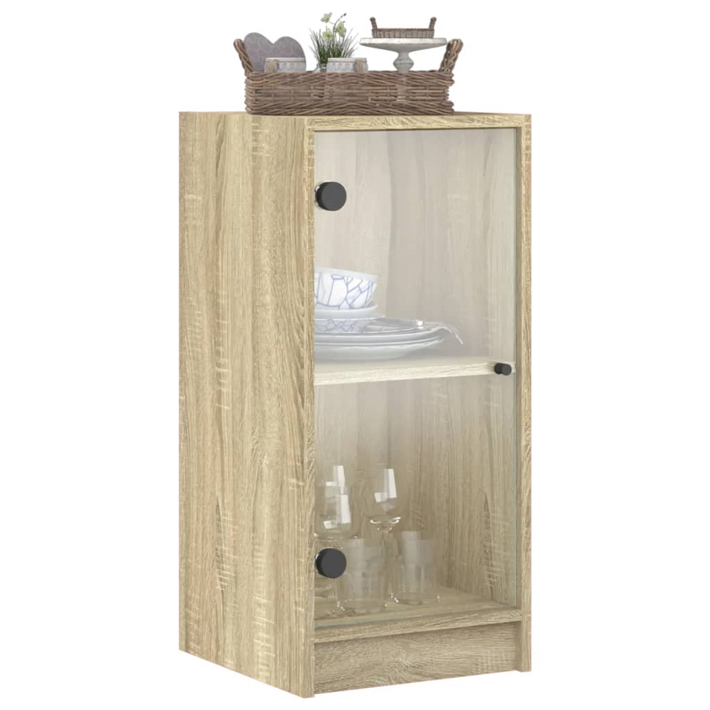 Bočni ormarić sa staklenim vratima boja hrasta 35x37x75,5 cm