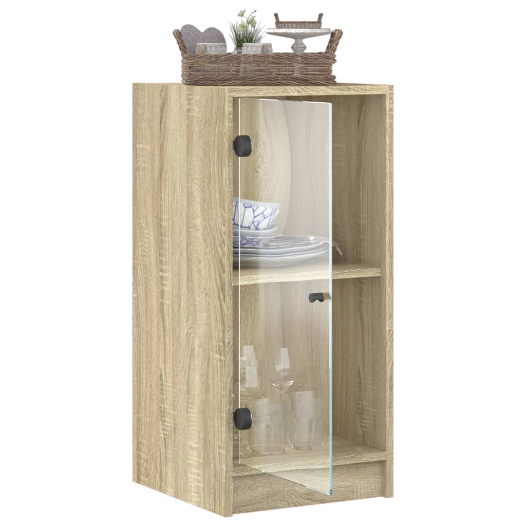 Bočni ormarić sa staklenim vratima boja hrasta 35x37x75,5 cm