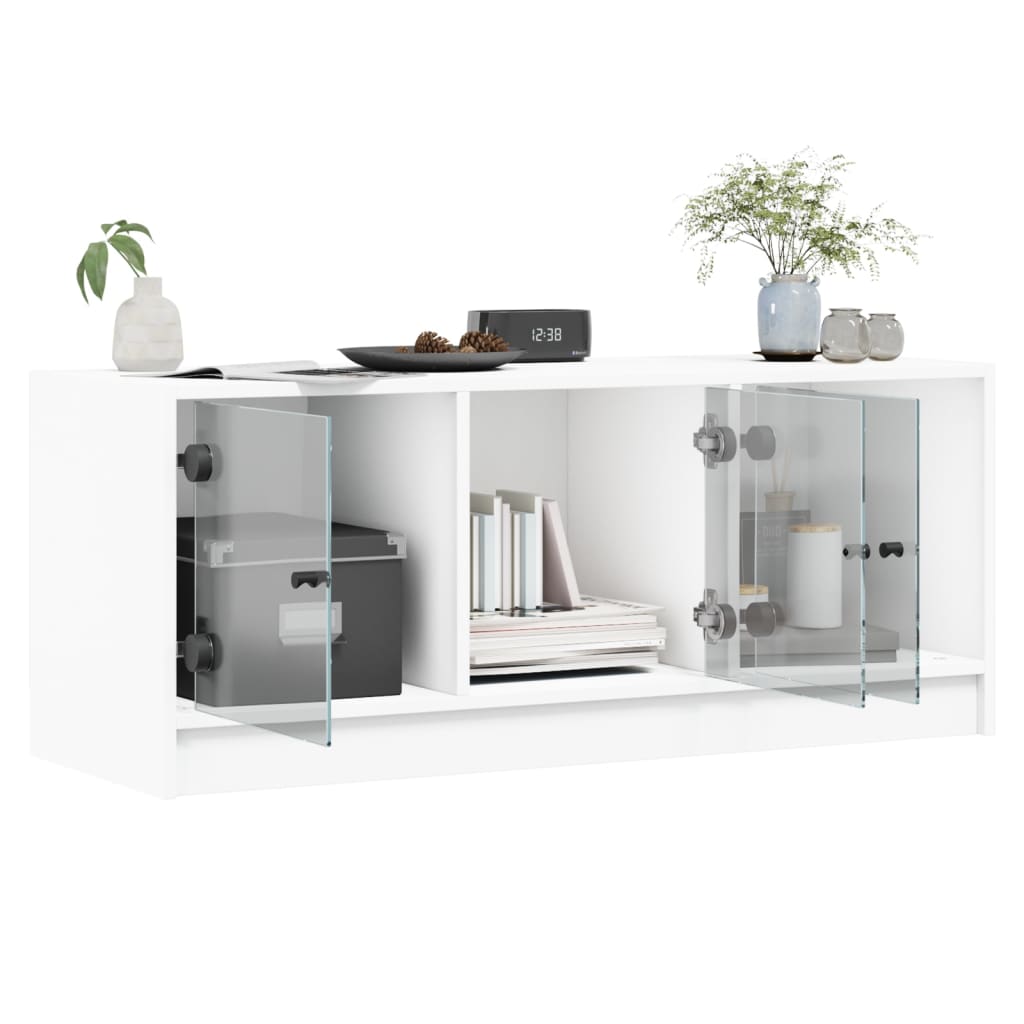 TV ormarić sa staklenim vratima bijeli 102x37x42 cm