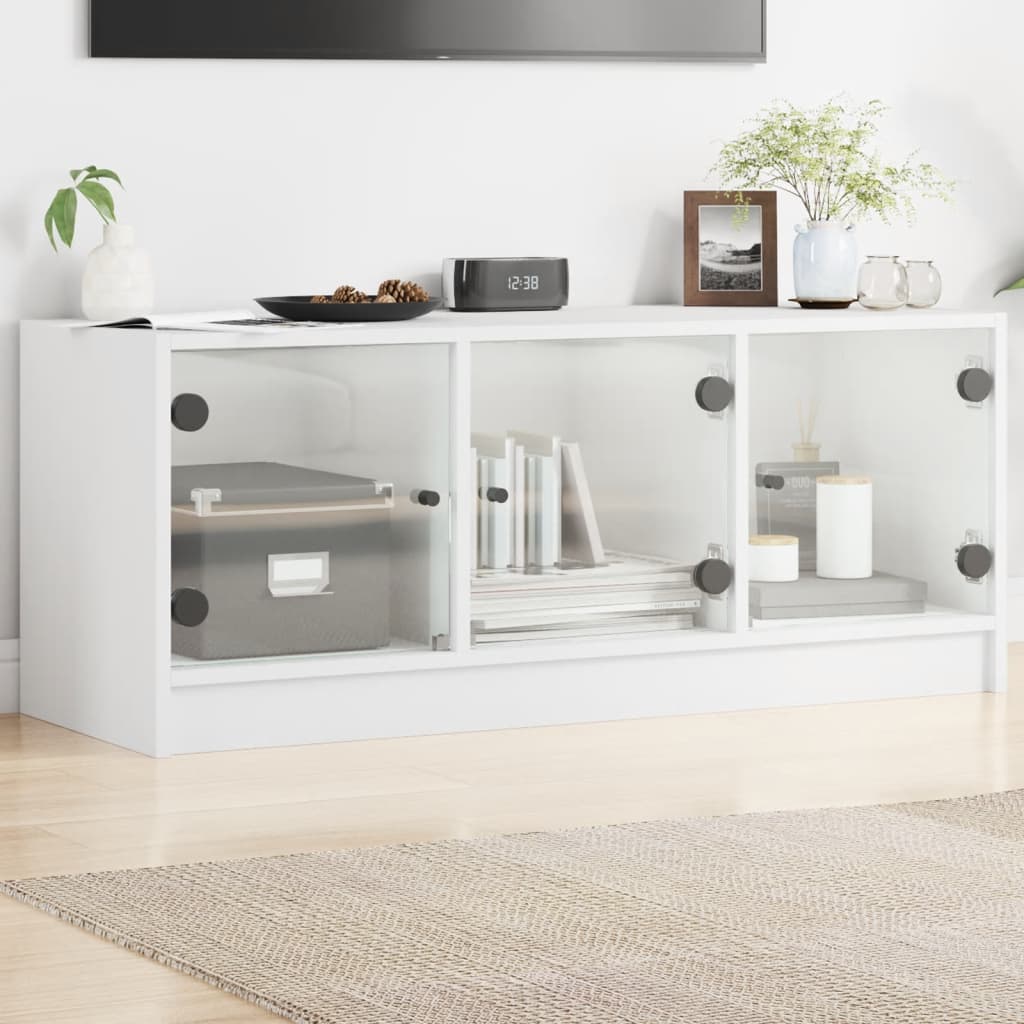 TV ormarić sa staklenim vratima bijeli 102x37x42 cm