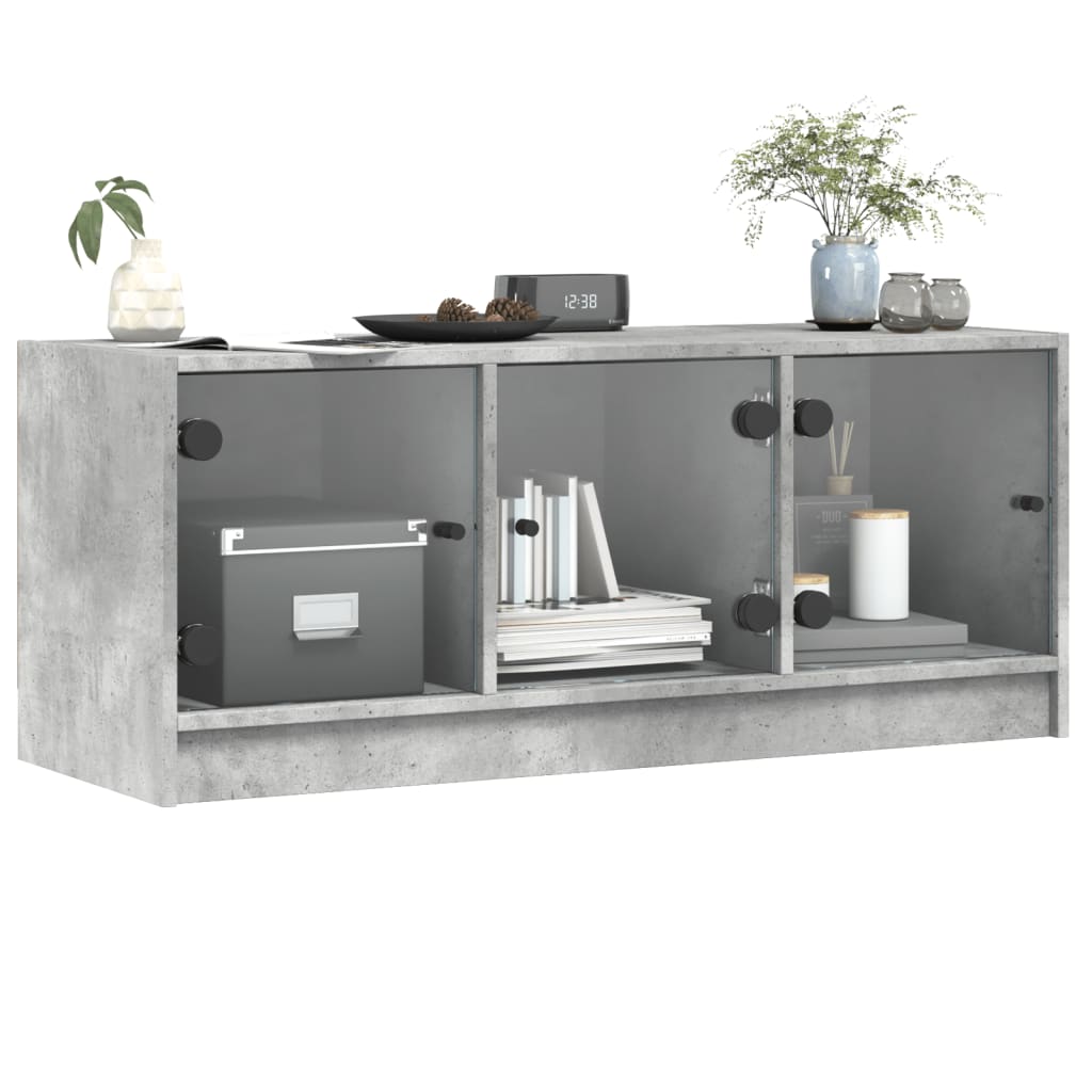 TV ormarić sa staklenim vratima boja betona 102x37x42 cm