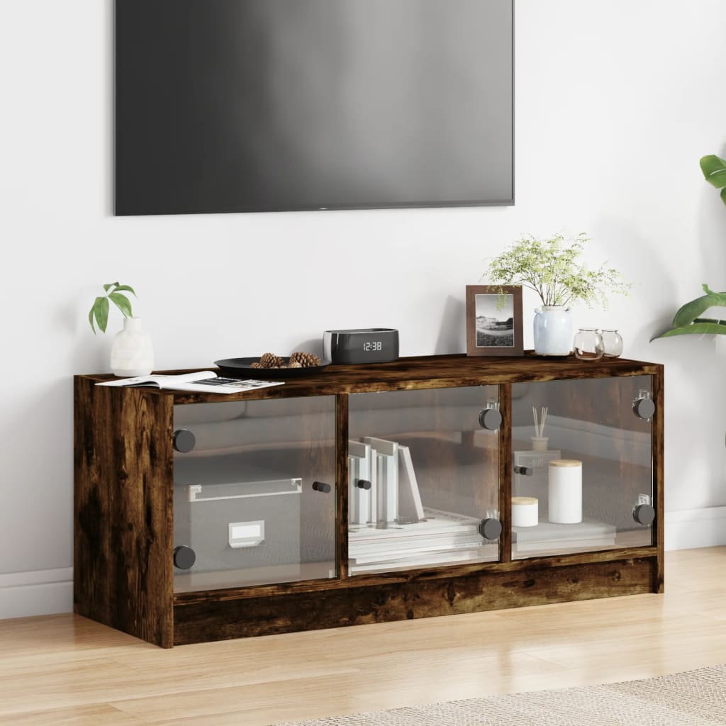 TV ormarić sa staklenim vratima boja hrasta 102x37x42 cm