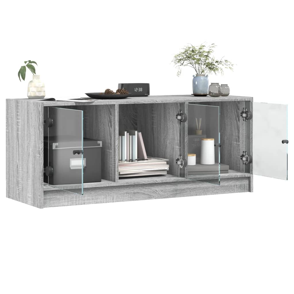 TV ormarić sa staklenim vratima siva boja hrasta 102x37x42 cm