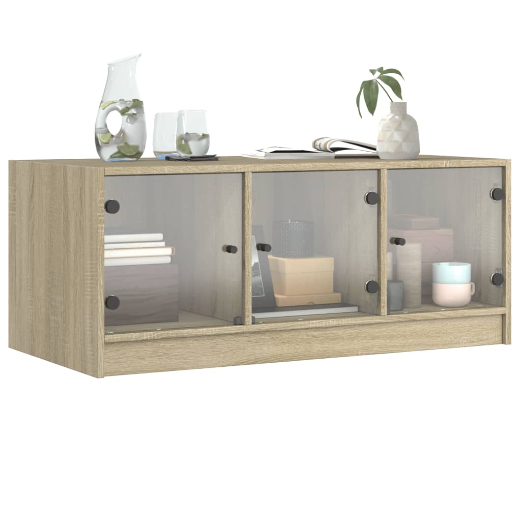 Stolić za kavu sa staklenim vratima boja hrasta 102x50x42 cm