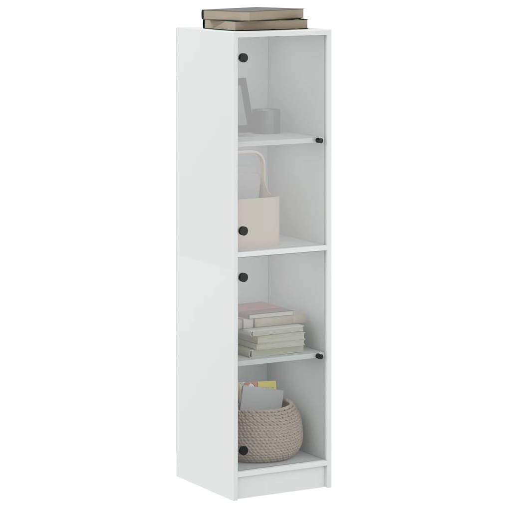 Visoka komoda sa staklenim vratima bijela 35 x 37 x 142 cm