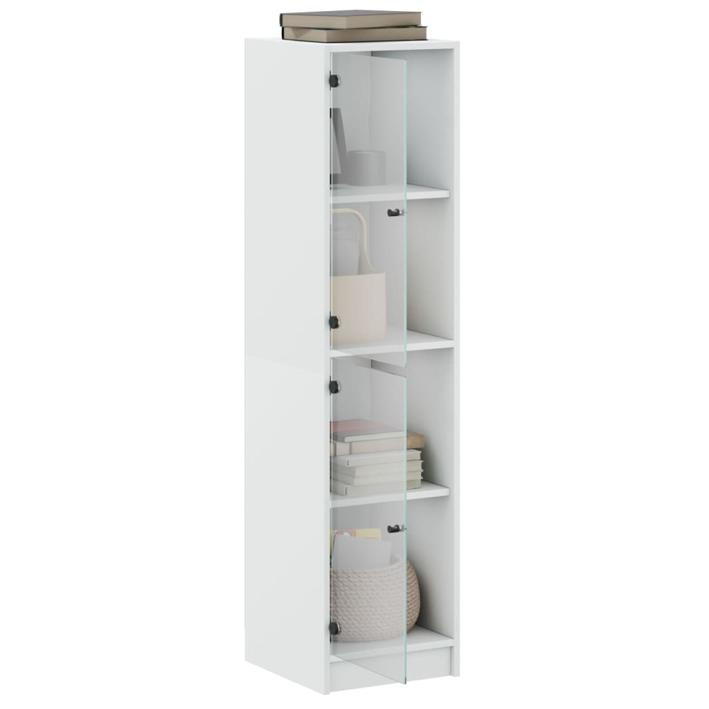 Visoka komoda sa staklenim vratima bijela 35 x 37 x 142 cm
