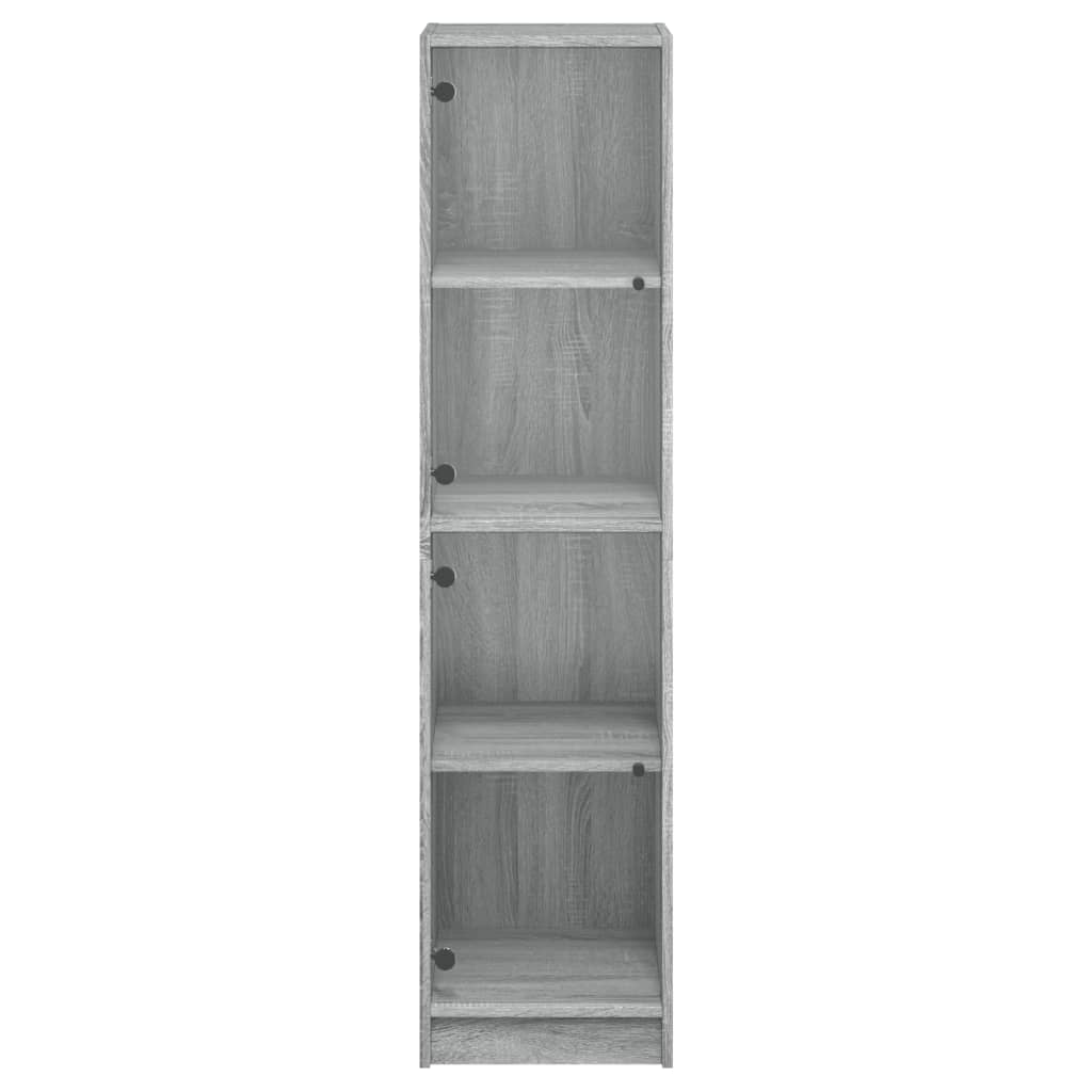 Visoka komoda sa staklenim vratima boja hrasta 35 x 37 x 142 cm