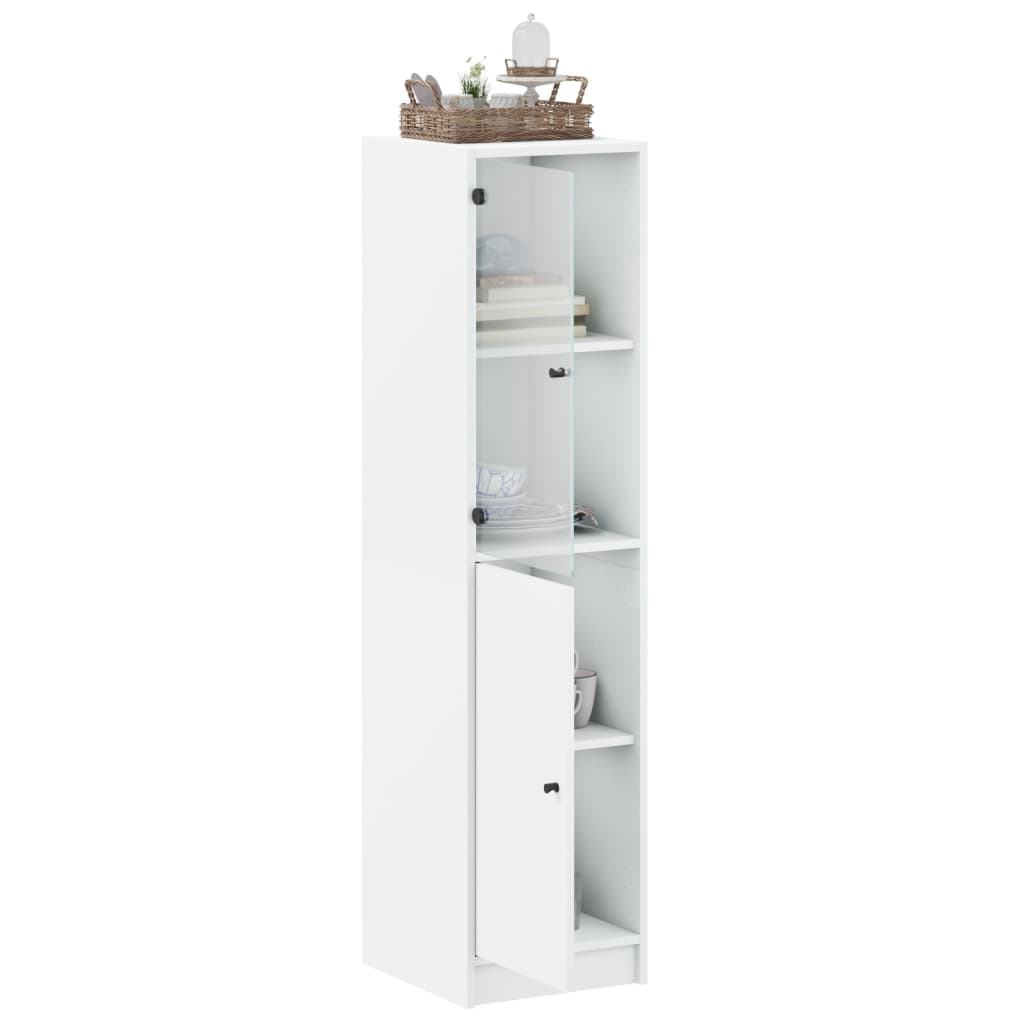 Visoka komoda sa staklenim vratima bijela 35 x 37 x 142 cm