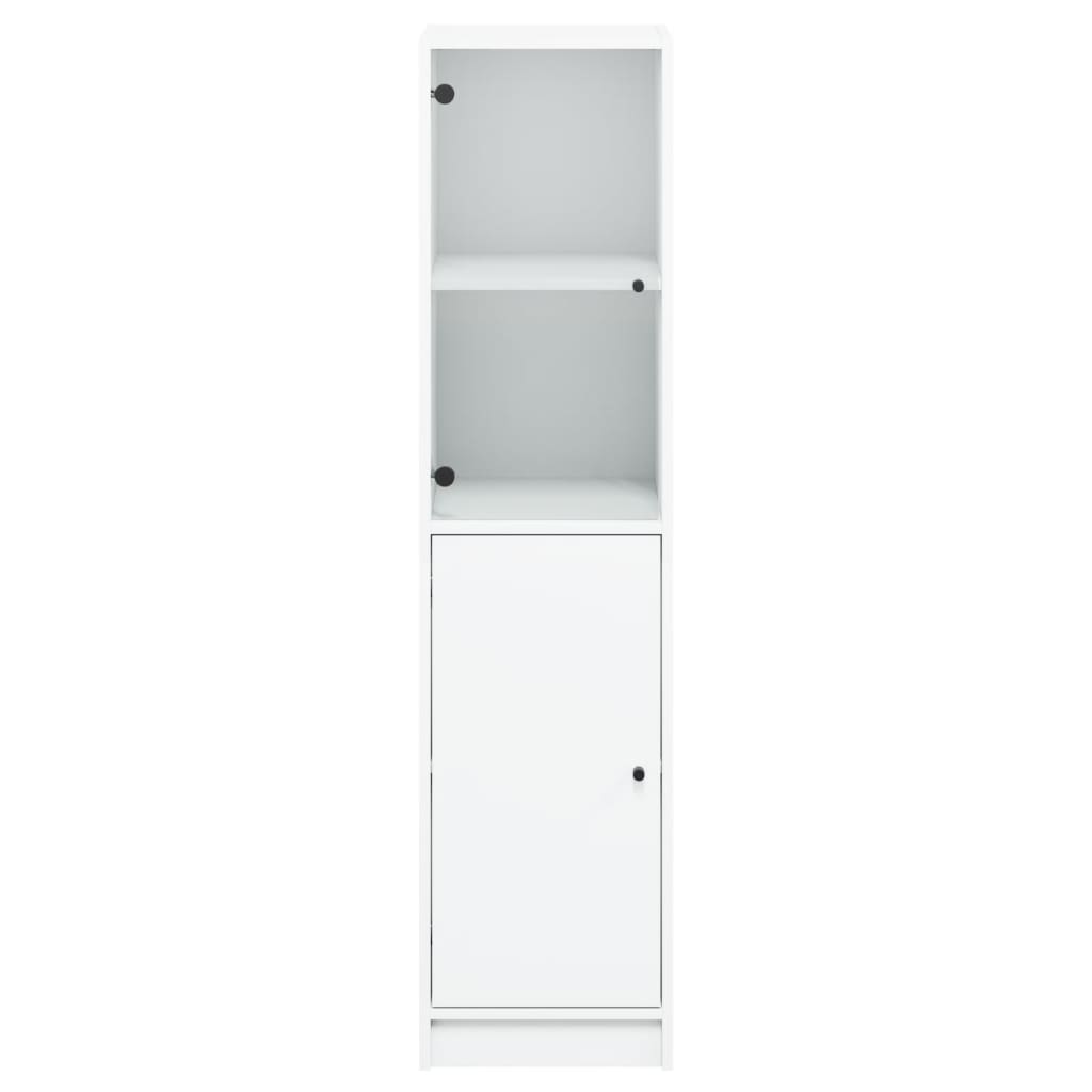Visoka komoda sa staklenim vratima bijela 35 x 37 x 142 cm